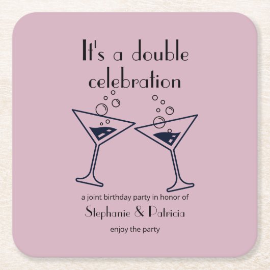 Paarse Dubbele Verjaardag Kartonnen Onderzetters (Voorkant)