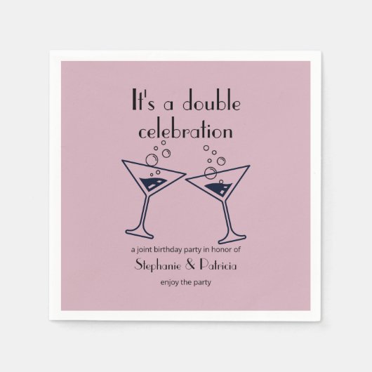 Paarse Dubbele Verjaardag Servet (Voorkant)