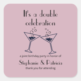 Paarse Dubbele Verjaardag Vierkante Sticker