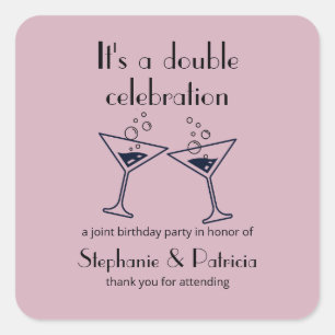 Paarse Dubbele Verjaardag Vierkante Sticker