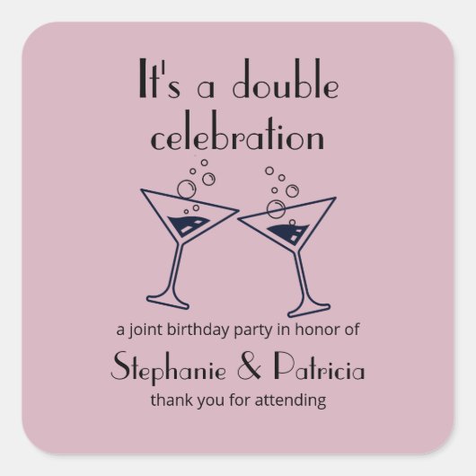 Paarse Dubbele Verjaardag Vierkante Sticker (Voorkant)