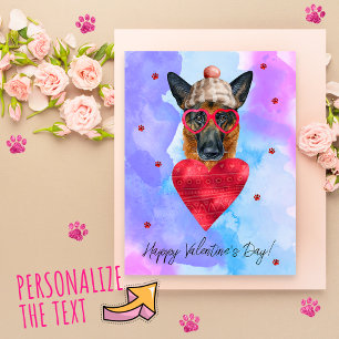 Paarse Duitse Herder Valentijnsdag Cadeau Hond Feestdagenkaart