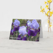 Paarse Duitse Irissen gefeliciteerd! Kaart (Gele Bloem)