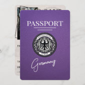 Paarse Duitse paspoort Bewaar de datum Save The Date (Voorkant / Achterkant)