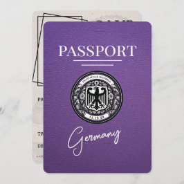 Paarse Duitse paspoort Bewaar de datum Save The Date