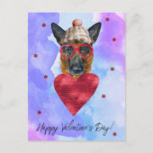 Paarse Duitse Valentijnsdag Shepherd Gift Dog Feestdagenkaart (Voorkant)