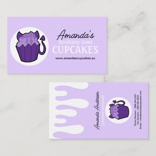  Paarse Duivel Cupcake Visitekaartjes (Voorkant / Achterkant)