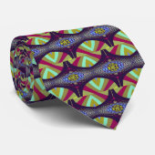 Paarse duizendpoot fractal stropdas (Opgerold)