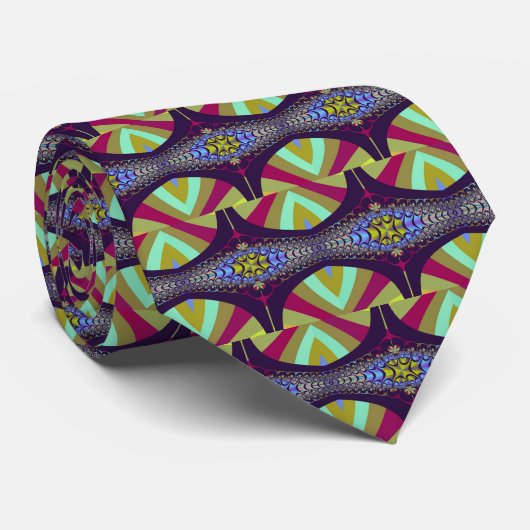 Paarse duizendpoot fractal stropdas (Opgerold)