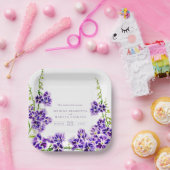 Paarse duranta waterverf bloembruiloft papieren bordje (Feest)