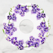 Paarse Duranta waterverf kunstbloem Wijnglaslabel (Achterkant)