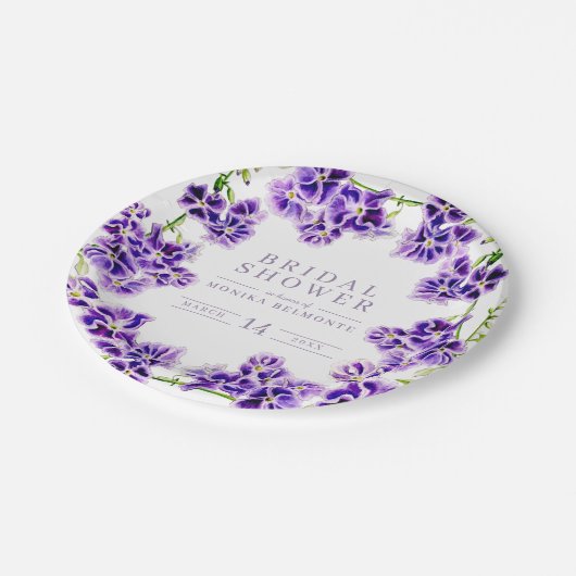 Paarse Duranta waterverf vrijgezellenfeest Papieren Bordje (Gekanteld)