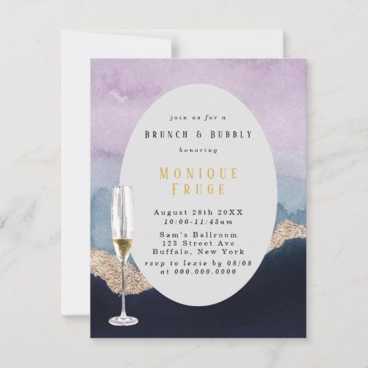 Paarse Dusty Blue Agate Brunch & Bubble Kaart (Voorkant)