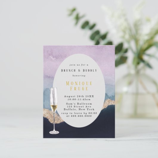 Paarse Dusty Blue Agate Brunch & Bubble Kaart (Staand voorkant)