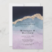 Paarse Dusty Blue Agate Couple Shower Invitations (Voorkant)