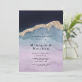 Paarse Dusty Blue Agate Couple Shower Invitations (Staand voorkant)