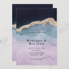 Paarse Dusty Blue Agate Couple Shower Invitations