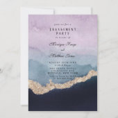 Paarse Dusty Blue Agate Gold Engagement Party Kaart (Voorkant)