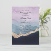 Paarse Dusty Blue Agate Gold Engagement Party Kaart (Staand voorkant)