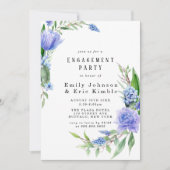 Paarse Dusty Blue Hyacinth Peony Engagement Party Kaart (Voorkant)
