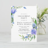Paarse Dusty Blue Hyacinth Peony Engagement Party Kaart (Staand voorkant)