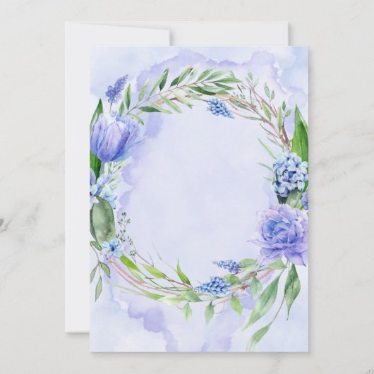Paarse Dusty Blue Hyacinth Peony Engagement Party Kaart (Achterkant)