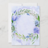 Paarse Dusty Blue Hyacinth Peony Wreath Wedding Kaart (Achterkant)