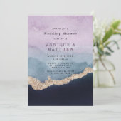 Paarse Dusty Blue Waterverf Agate Wedding Shower (Staand voorkant)