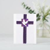 Paarse Dwars en Witte Duif Briefkaart (Staand voorkant)