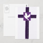 Paarse Dwars en Witte Duif Briefkaart (Voorkant / Achterkant)