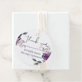 Paarse Dynastie Donkere Bloemige Budget Bruiloft A Bedankjes Labels