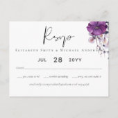 Paarse Dynastie Donkere Bloemrijke Budget Bruiloft Briefkaart (Voorkant)