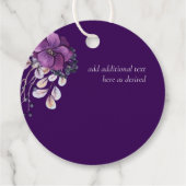 Paarse Dynasty Dark Floral budget Weddenschap Bedankjes Labels (Achterkant)