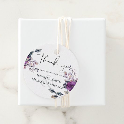 Paarse Dynasty Dark Floral budget Weddenschap Bedankjes Labels (In situ)