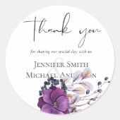 Paarse Dynasty Dark Floral budget Weddenschap Ronde Sticker (Voorkant)