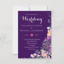 Paarse Dynasty Dark Floral Budget Wedding Invites