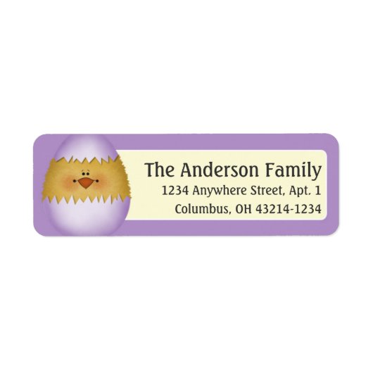 Paarse Easter Chick Return Address Labels (Voorkant)