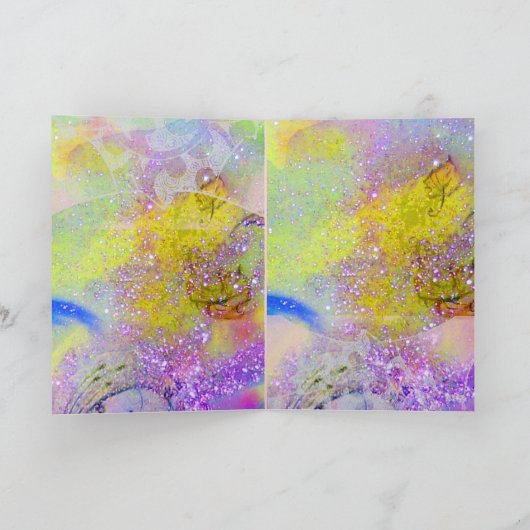 PAARSE EASTER-EGG, WITTE BLOSSEN, GEEL FEESTDAGEN KAART (Binnen)