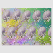 PAARSE EASTER-EGG, WITTE BLOSSEN, GEEL TISSUEPAPIER (Voorkant)