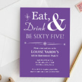 Paarse Eat Drink worden vijfenzestig 65e verjaarda Kaart