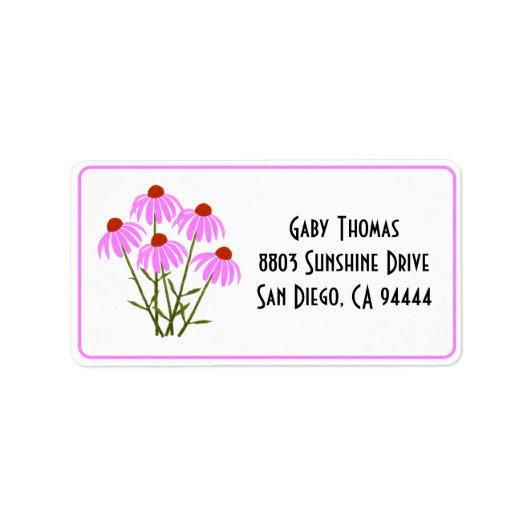 Paarse Echinacea adreslabels Etiket (Voorkant)