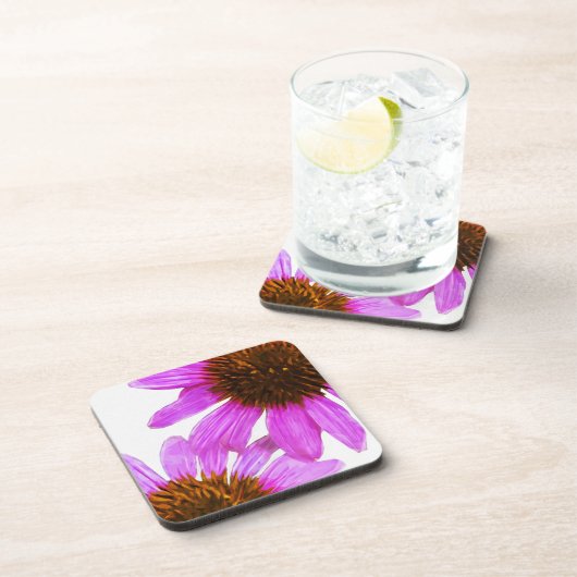 Paarse Echinacea Bloem Abstract Drankjes Onderzetter (Rechterzijde)