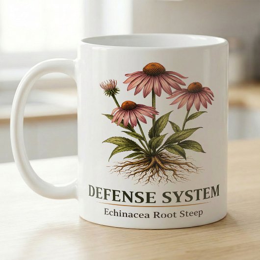 Paarse Echinacea Botanische Studie Koffiemok