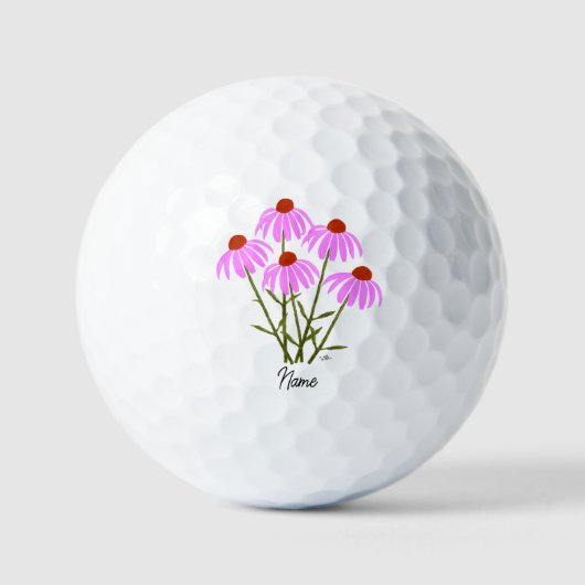 Paarse Echinacea-golfballen met tekst Golfballen (Voorkant)