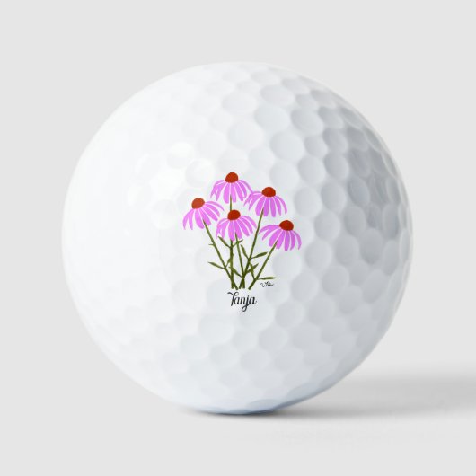 Paarse Echinacea-golfballen Persoonlijk Golfballen (Voorkant)
