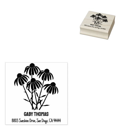 Paarse Echinacea Houten Stempel (Gestempeld)