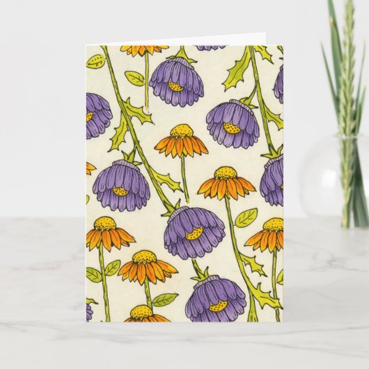 Paarse Echinacea Patroon Blanket Kaart (Voorkant)