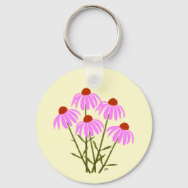 Paarse Echinacea Rond Sleutelhanger