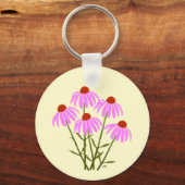 Paarse Echinacea Rond Sleutelhanger (Achterkant)