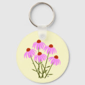 Paarse Echinacea Rond Sleutelhanger (Achterkant)